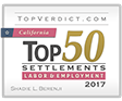 TopVerdict.com California Top 50 Settlements Labor & Employment 2017